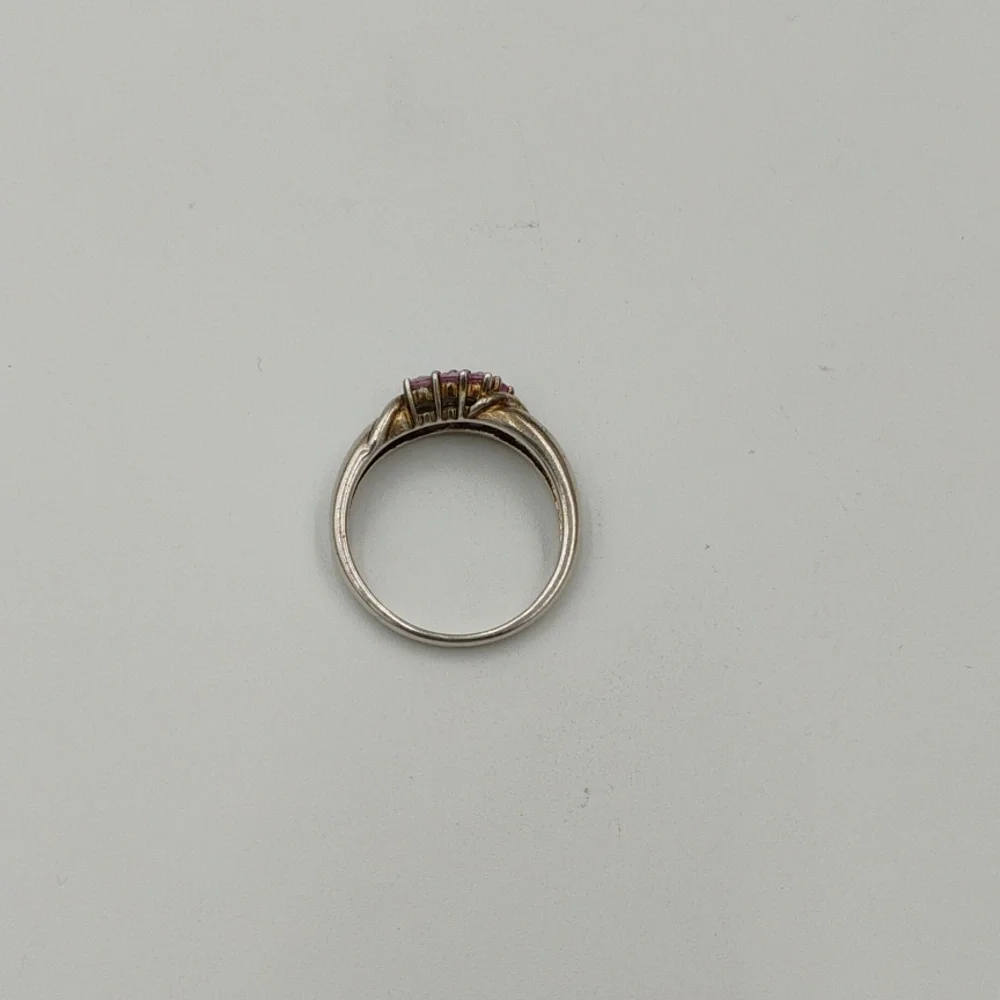 Vintage Pink Topaz Cluster Sterling Silver 925 Ring Size